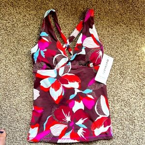 Athleta Medium Plunge Tankini in Hero Bloom Decadent Chocolate